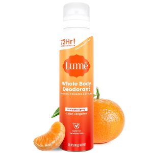 Lume Whole Body Deodorant Spray Aluminum Free - 3.6 oz (Clean Tangerine) | 72-Hour Odor Control. Baking Soda Free. Whole-Body Deodorant Spray for Women — Safe for Underarms & Private Parts
