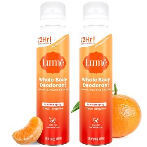 Lume Whole Body Deodorant Spray Aluminum Free - 3.6 oz (Clean Tangerine) | 72-Hour Odor Control. Baking Soda Free. Whole-Body Deodorant Spray for Women — Safe for Underarms & Private Parts