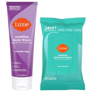 Lume Body Wash & Deodorant Wipes - 8.5oz (Lavender Sage) 15ct (Cucumber) | 24-Hour Odor Control. Paraben & SLS Free. Hydrating. Flushable Whole-Body Deodorant Wipes