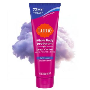 Lume Whole Body Deodorant Plus Sweat Control - Smooth Cream Tube - 72 Hour Odor And Sweat Control - Baking Soda Free. Skin Loving - 3.0 ounce (Soft Powder)