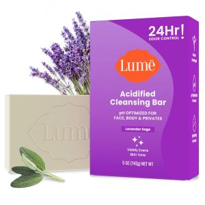 Lume Acidified Body Cleansing Bar - SLS and Parabens Free - 5oz (Lavender) | Removes Odor Better Soap 24 Hour Control Paraben Free SLS OB/GYN Developed Safe Sensitive Skin