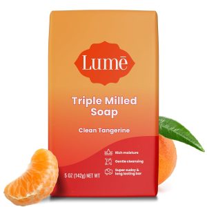 Lume Triple Milled Bar Soap - 5 oz (Clean Tangerine) | Paraben Free Phthalate Skin Safe Rich Moisture Gentle Cleansing body odor eliminator sensitive